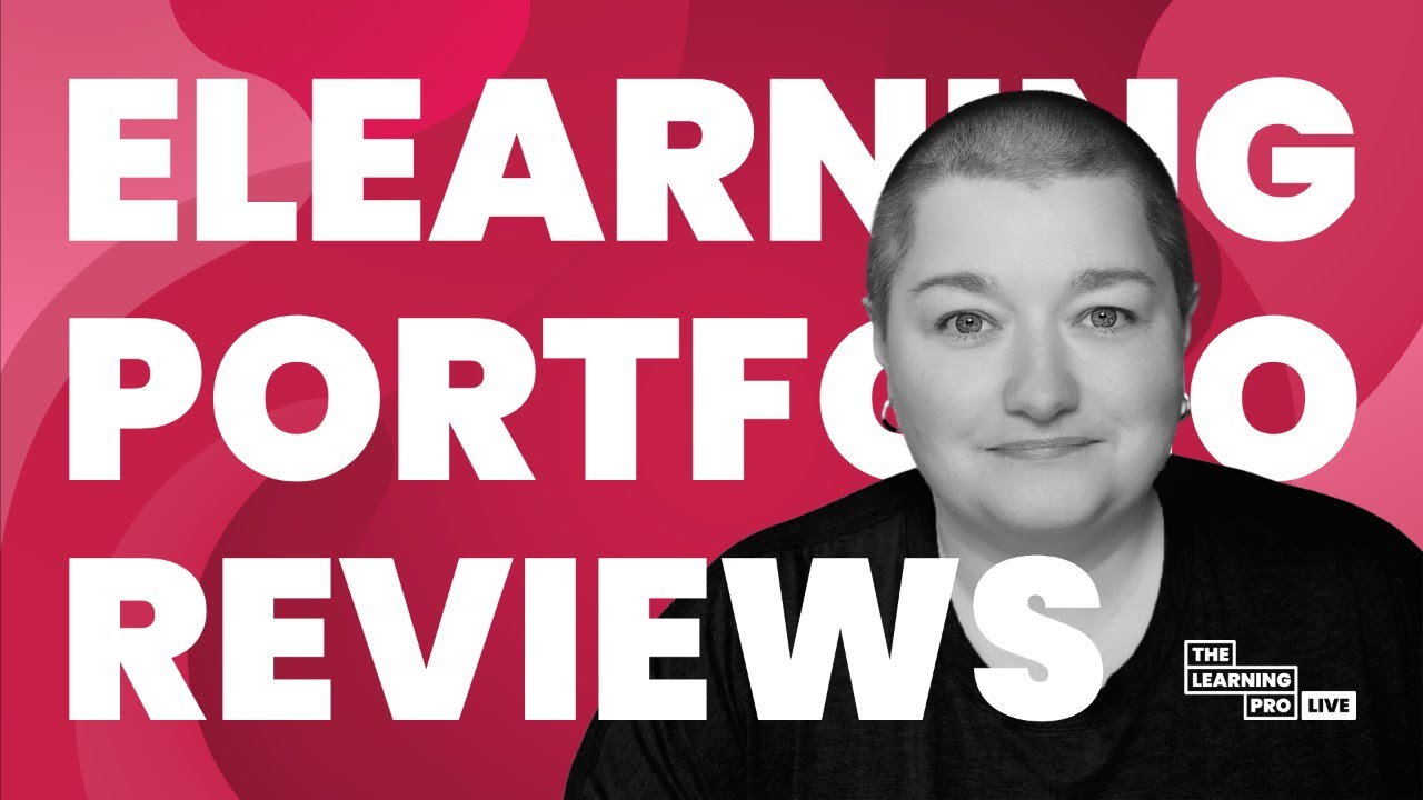 Promotional banner for The Learning Pro Live reviewing portfolios, hosted by Cath Ellis.