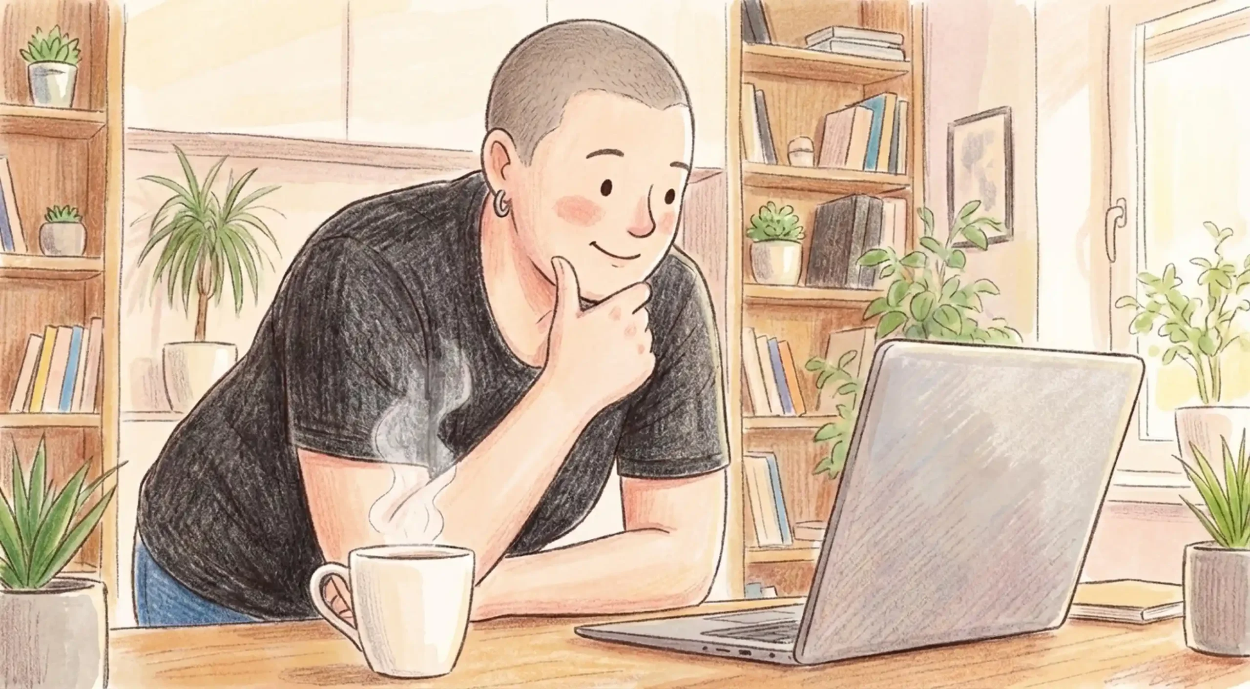 Woman stood over her computer writing her eLearning Design and Development blog