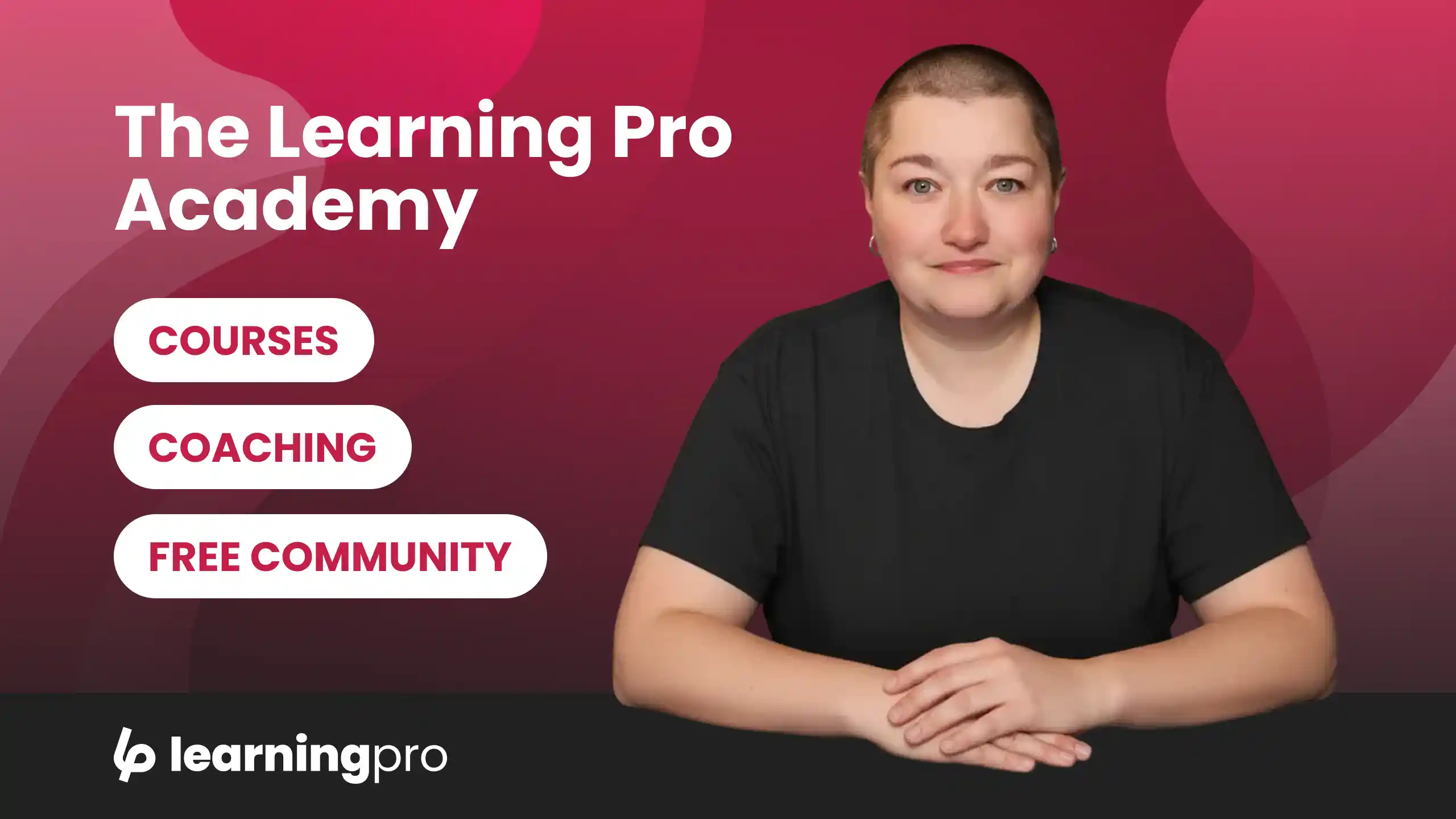 Promotional banner for The Learning Pro Academy featuring Cath Ellis, offering options for courses, coaching, and a free community.
