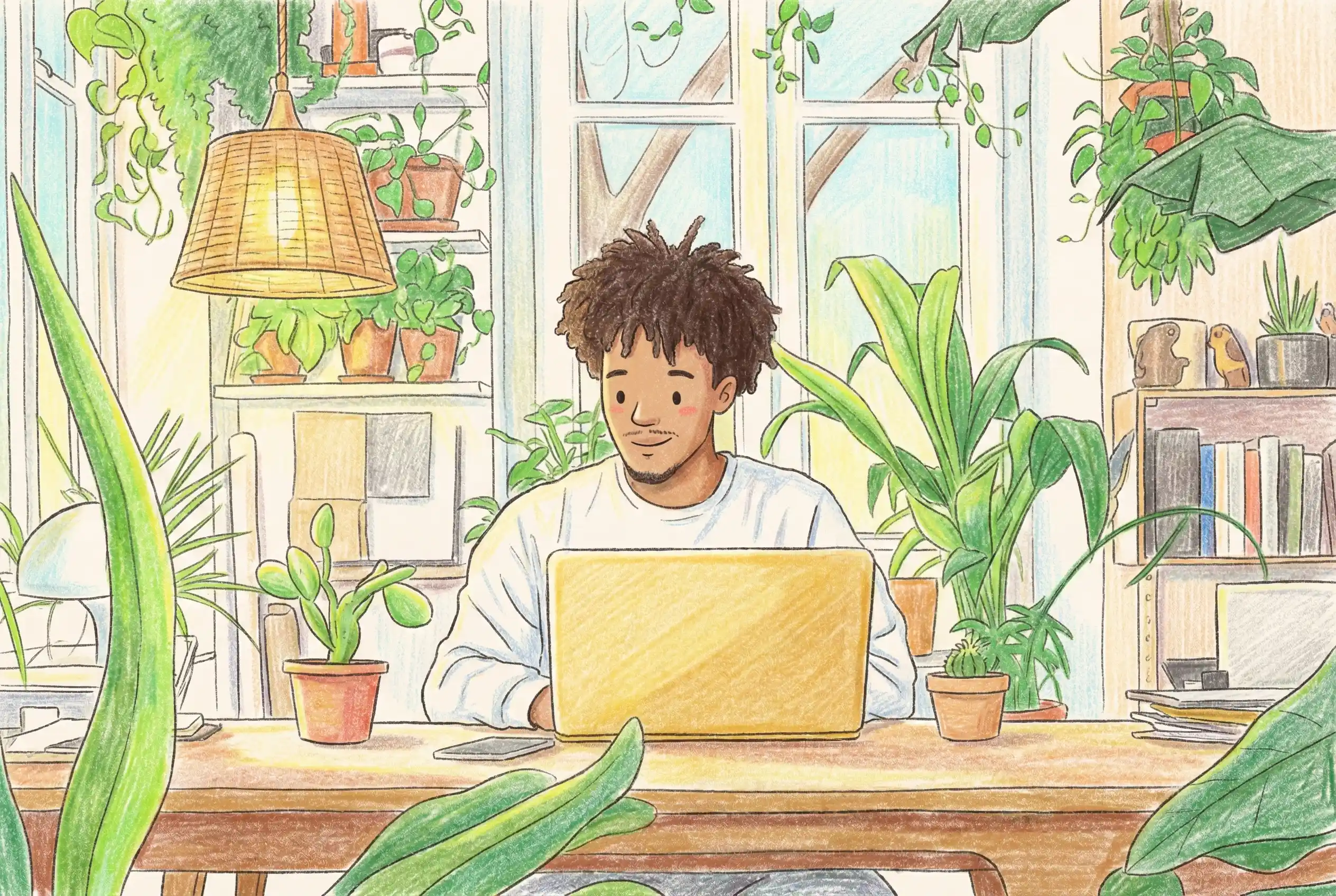 Illustration of a person working on a laptop, representing Elearning Design Instructional Design Portfolio